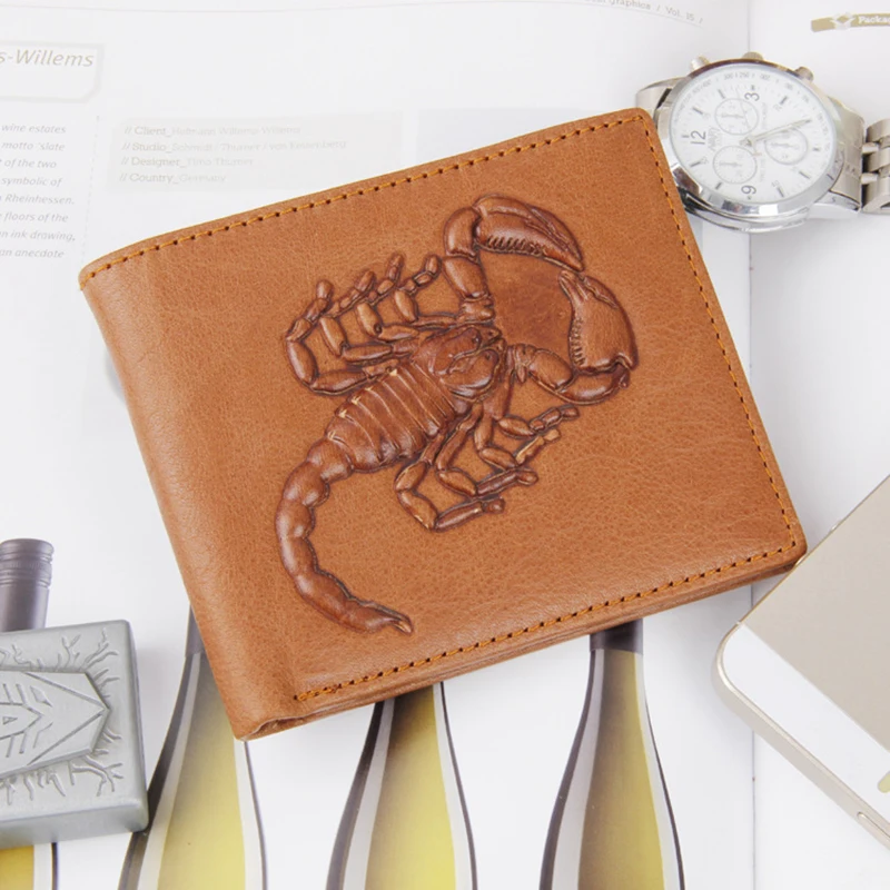 Coheart Натуральная кожа бумажник Для мужчин 3D Скорпион pattern кошелек мужской