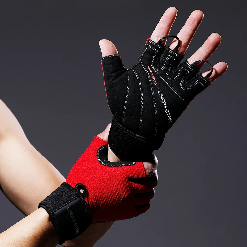 Спортивные тренировочные перчатки под давлением с открытыми пальцами для