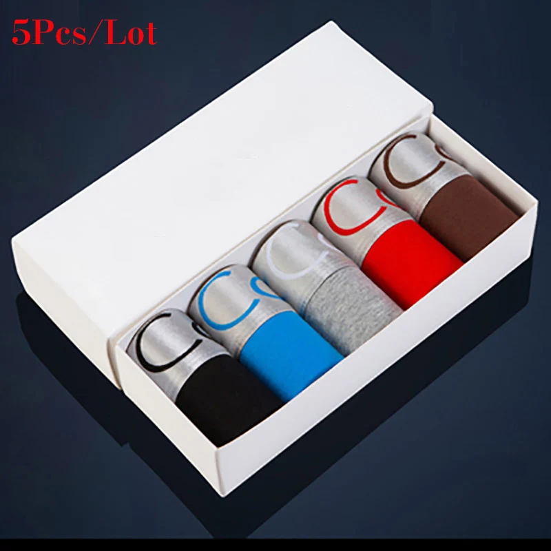 5Pcs-L Новые хлопковые шорты, мужское дышащее нижнее белье, мягкие боксеры, мужские однотонные боксеры, шорты размера плюс, мужские боксеры, нижнее белье, трусы - Цвет: 5Pcs-L