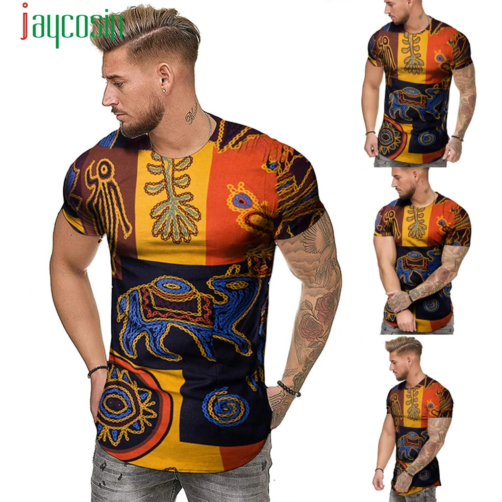 Мужская футболка с круглым вырезом Повседневная тонкая и короткими рукавами в