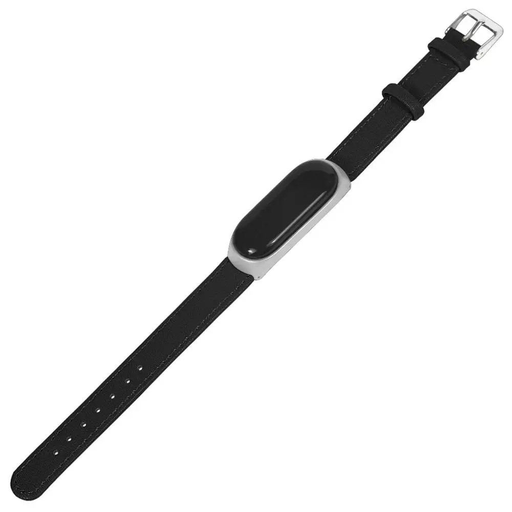 Деловой легкий кожаный ремешок для умных наручных часов Xiaomi Mi Band 4 со стильным