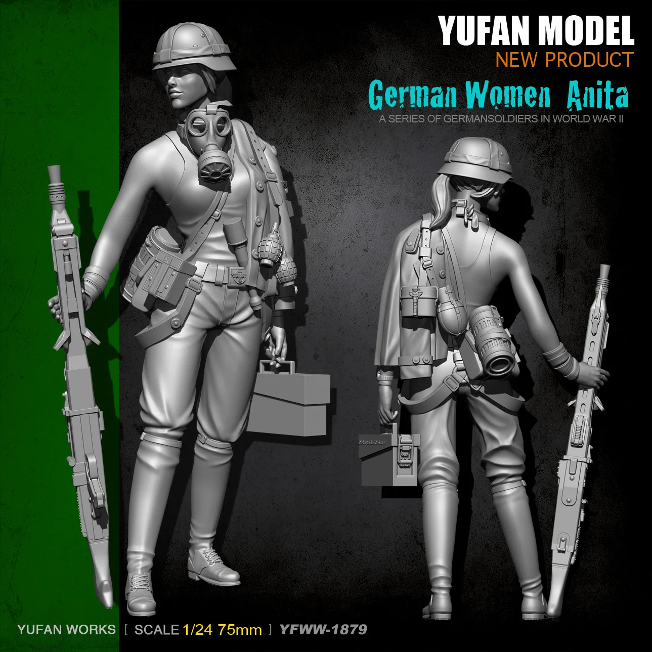 YuFan модель 1/24 Смола Наборы женский пулеметчик Смола Солдат YFWW-1879