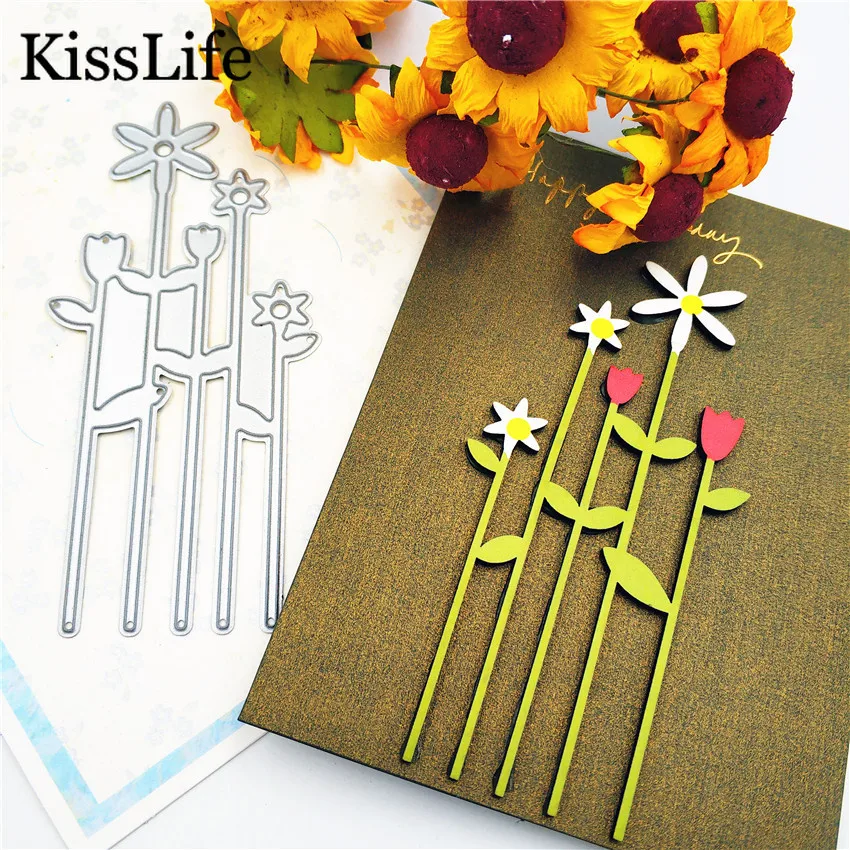 Новинка 2019 длинные штампы с цветами металлические резные сделай сам Alinacrafts