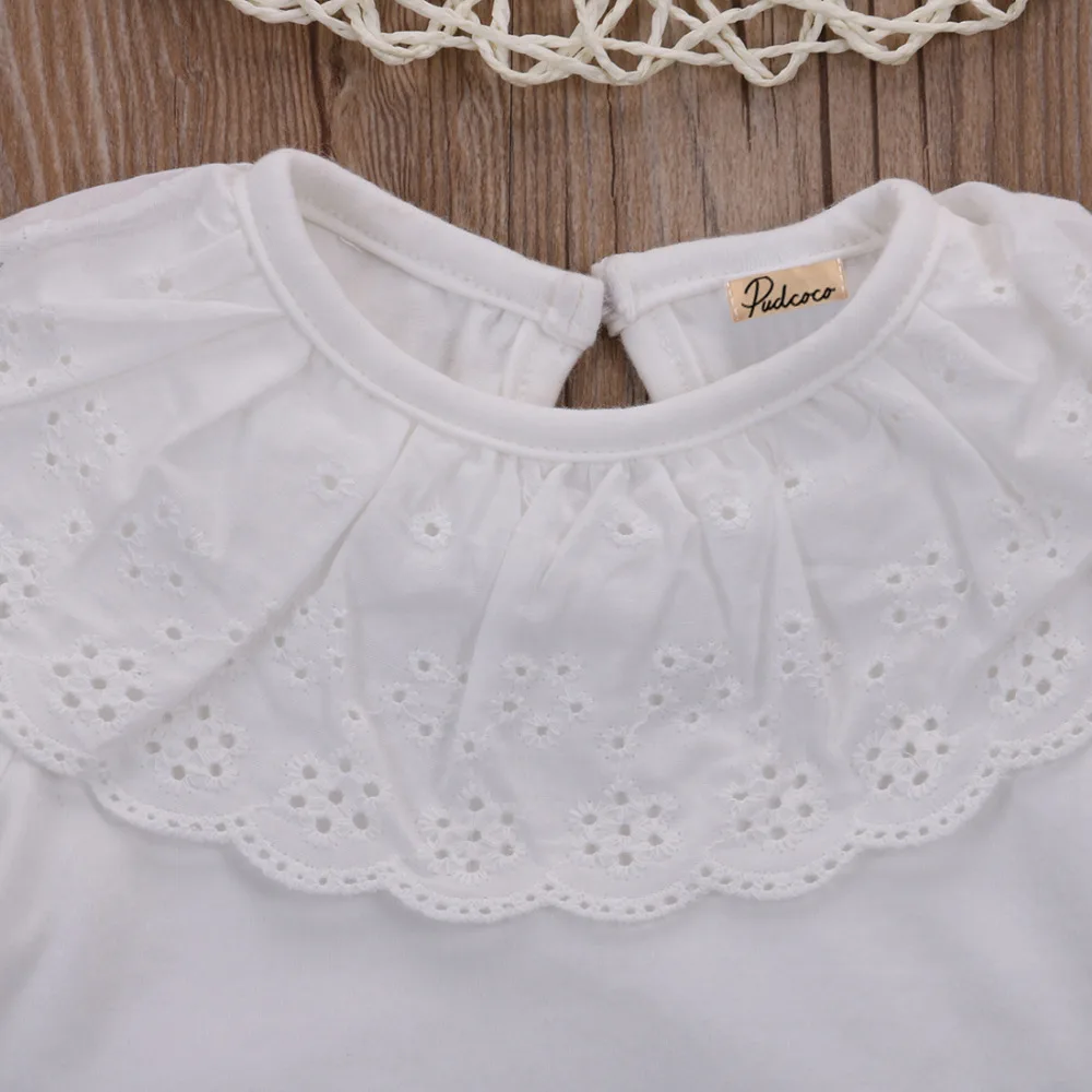 2016 модный кружевной воротник для маленьких девочек хлопковый боди с коротким