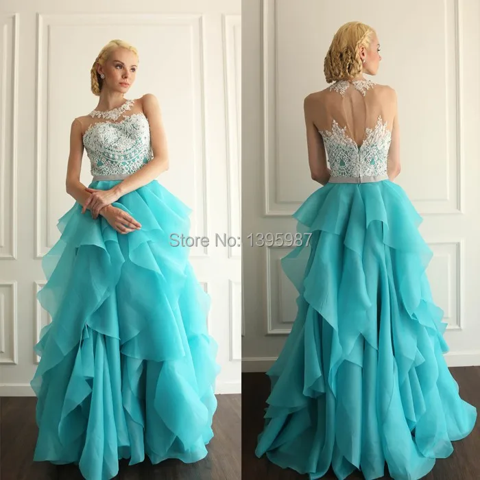 Мятно-зеленое прозрачное дизайнерское платье для выпускного вечера 2015 Вечерние