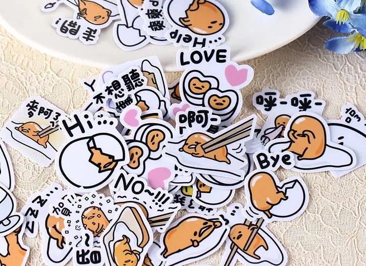 40 шт./упак. Kawaii короткая футболка с героями из японского аниме «ленивое яйцо Гудетама наклейки Скрапбукинг ярлыком Дневник стикеры для альбомов классическая игрушка в подарок