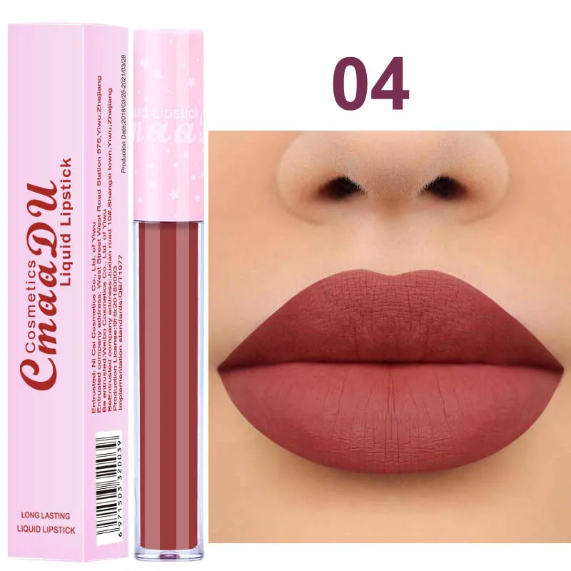 cmaadu Brand Matte Liquid Lip Gloss Makeup Waterproof Lasting Non-stick cup lipstick Red Lips Matt Nude Pink Lipgloss | Красота и