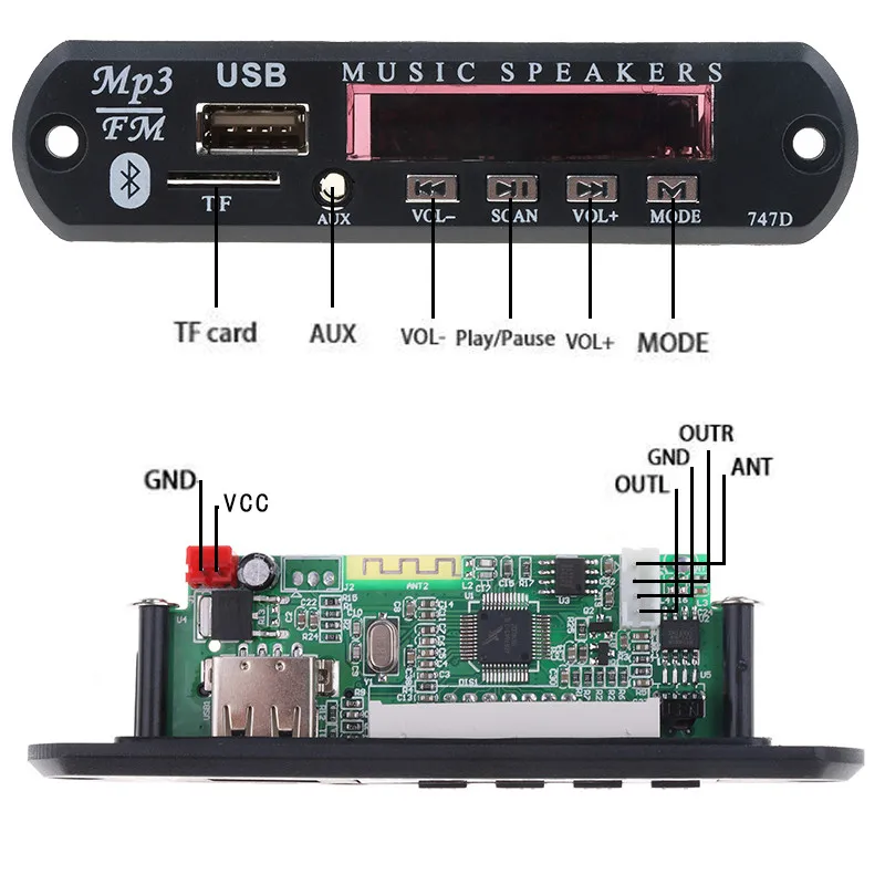 Беспроводной приемник USB AUX Bluetooth 3 5 мм fm радио mp3 плеер декодер плата TF карта
