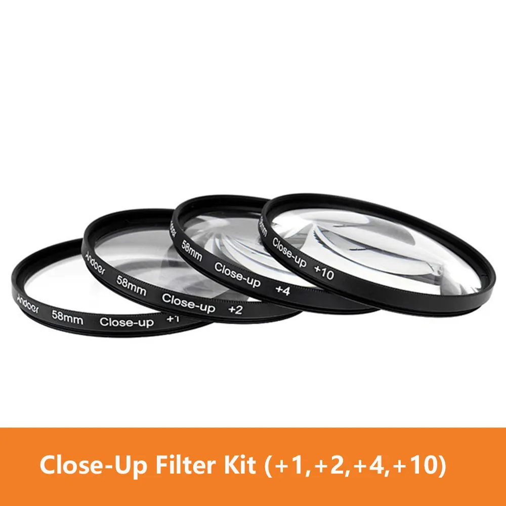Kit 7 49 52 55 58 62 67 72 77 мм Макро-фильтр+ 1+ 2+ 4+ 10 комплект+ UV CPL FLD+ ND2 4 8 фильтр объектива камеры+ бленда для Canon Nikon sony - Цвет: Kit 7