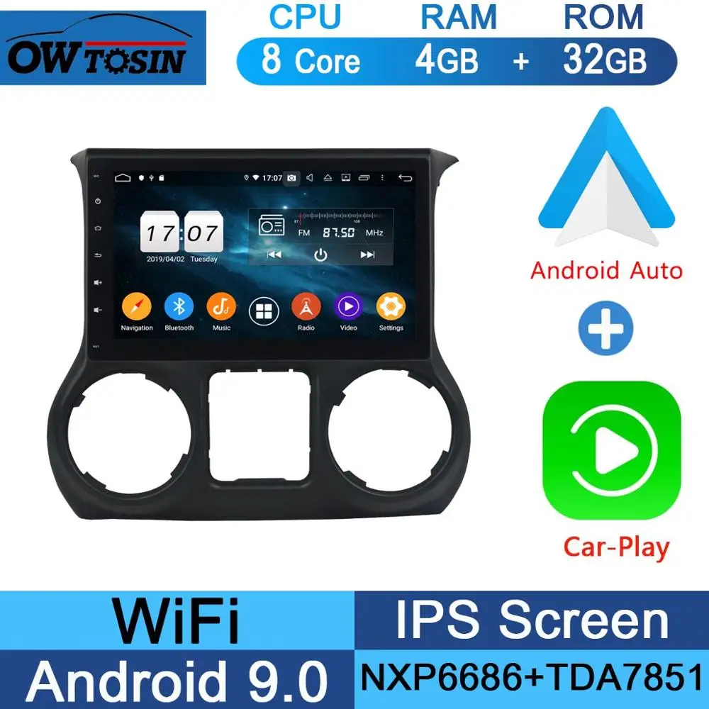 32G CarPlay Android 10," ips 8 ядерный 4G+ 64G Android 9,0 для Jeep Wrangler 3 JK 2011 2012 2013 автомобильный dvd-плеер радио gps Parrot BT - Цвет: 32G CarPlay Android