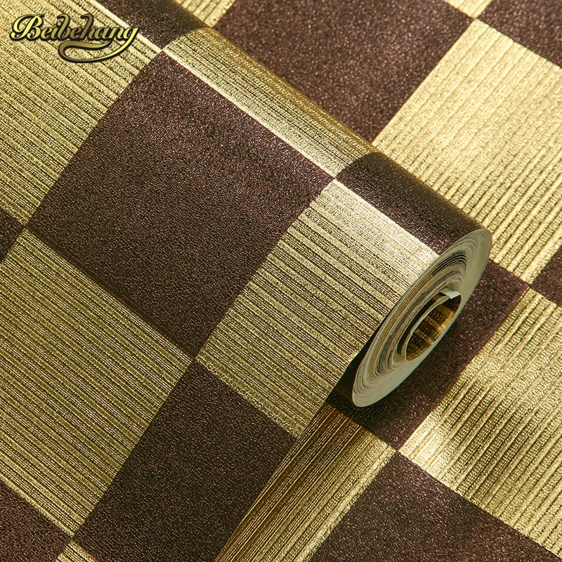 Бумажные обои beibehang 3d рулон синего и золотого цветов мозаика водостойкие ПВХ