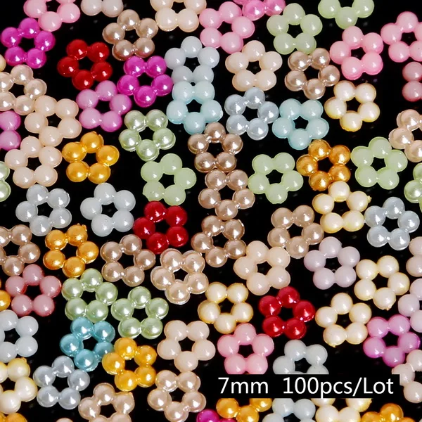 7mm beads with beads 20-1000 намоток Mix 37 Цвета жемчуг имитация кабошон одежды декор с изображением сердечка цветка бусины ABS принадлежности DIY Швейные аксессуары - Цвет: 7mm beads with beads
