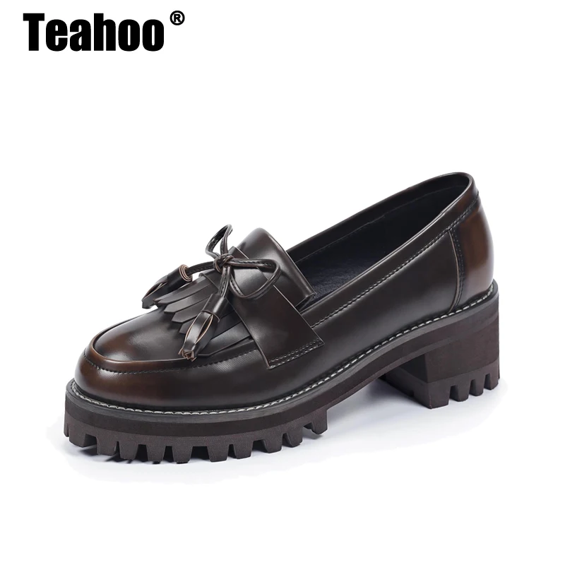 Женские туфли на шнуровке Teahoo туфли-лодочки с круглым носком платформе и