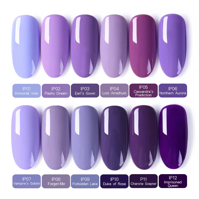Purple 12 Pcs BORN PRETTY 12 шт. набор гелей для ногтей телесный серый замачиваемый УФ Гель-лак для ногтей Набор лаков для ногтей УФ светодиодный Гель-лак украшения для маникюра - Цвет: Purple 12 Pcs