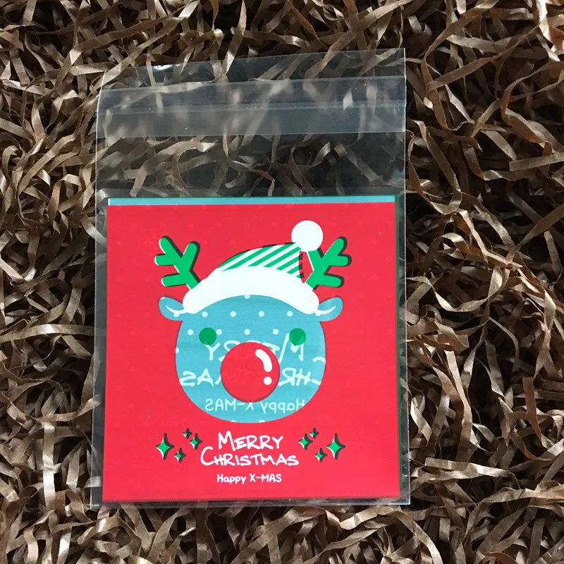 100 шт. пищевые упаковочные мешки для печенья с принтом Красного оленя