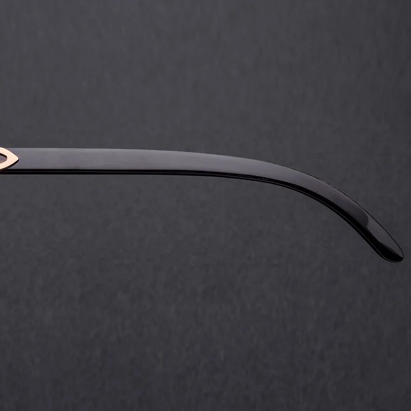 

2019 Luxury Black White Buffalo Horn Rimless Sunglasses Men Wood Sun Glasses Retro Shades Classic Style Eyewear