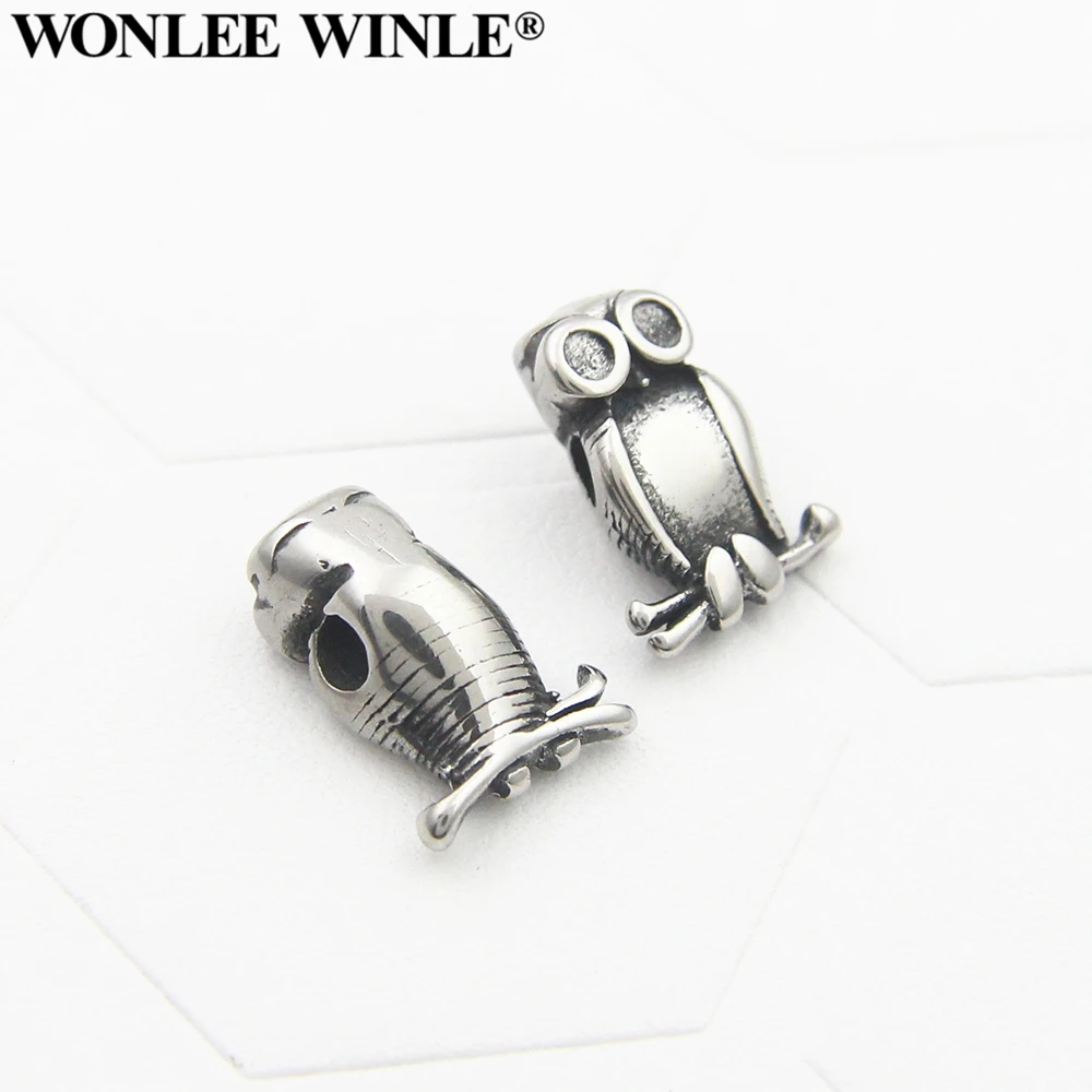 Бусины Wonlee Winle из нержавеющей стали с отверстием 2 мм ретро бусины в виде совы