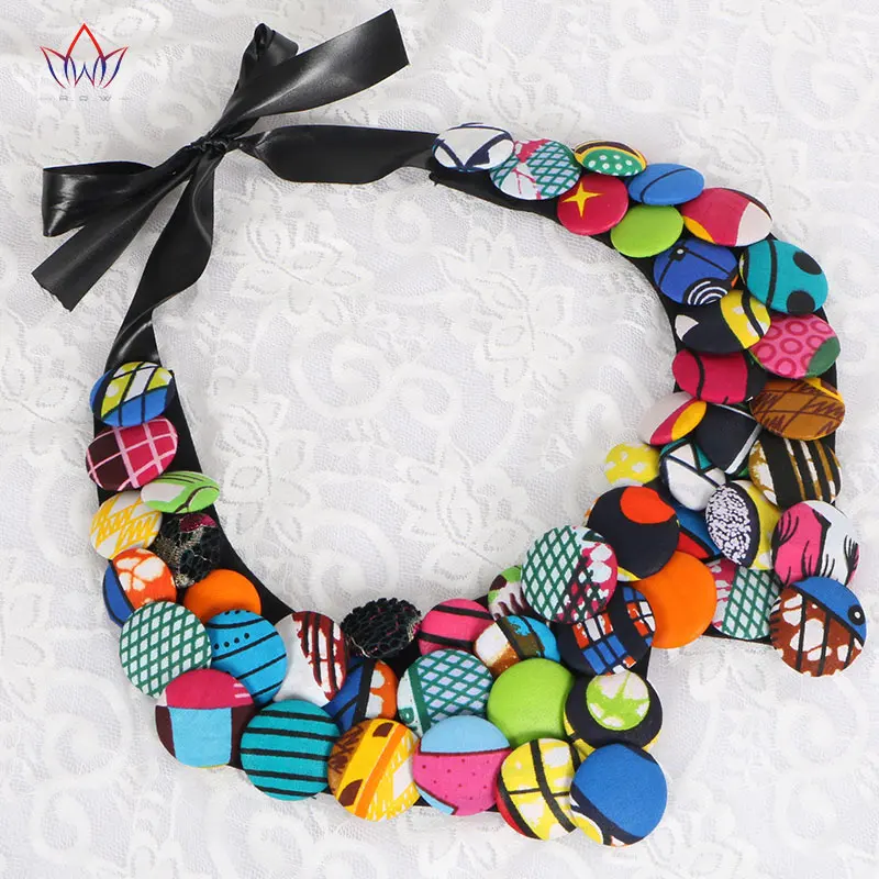 2019 африканская Кнопка Ожерелье Анкара одежда многоцветная покрытое ожерелье