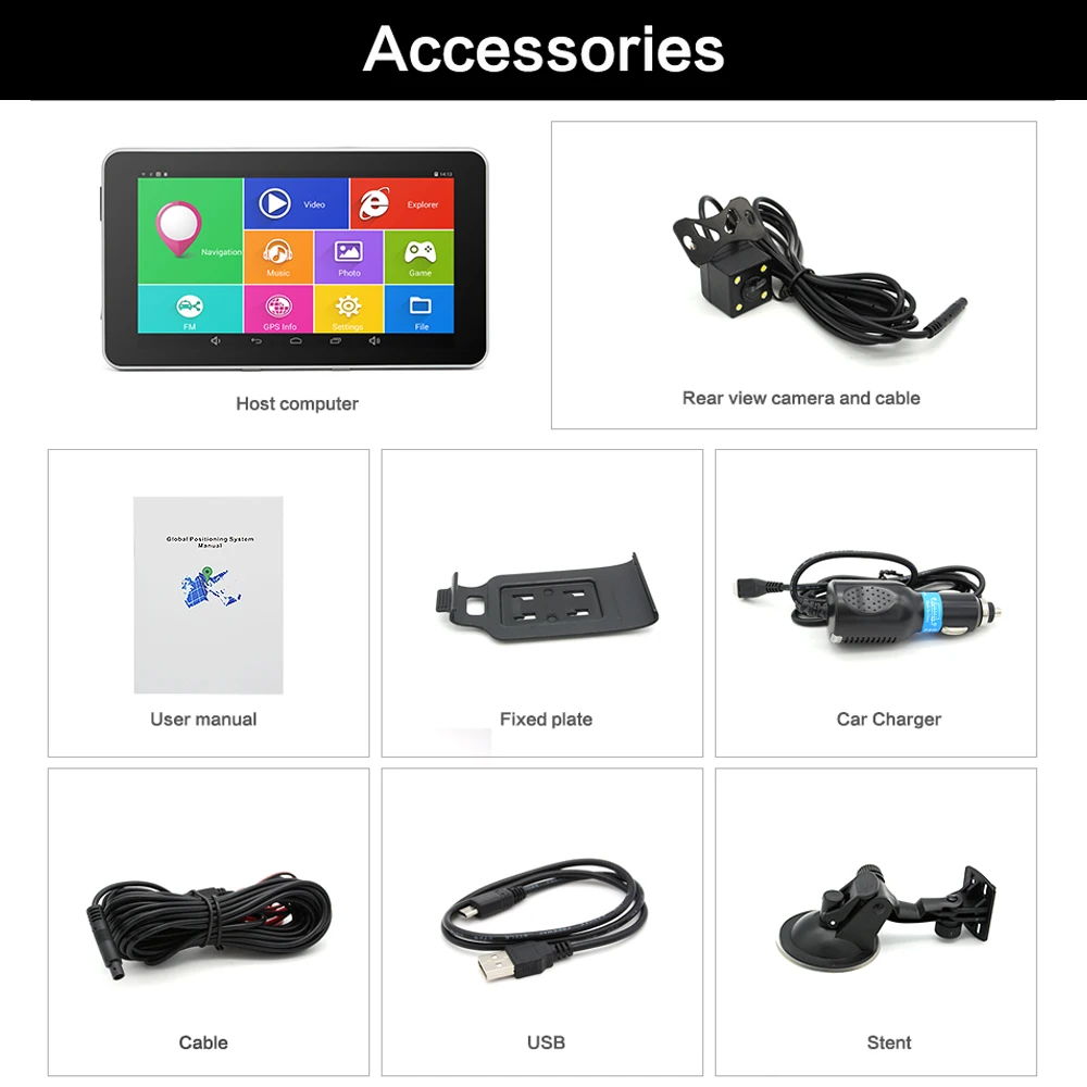 Junsun 7 &quotАвтомобильный GPS Навигации Android навигатор камера заднего вида Bluetooth/WI FI/AVIN