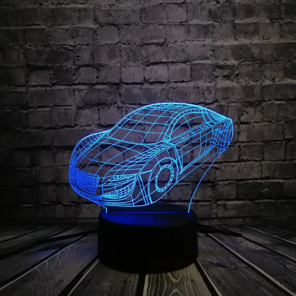 Супер роад GTR Спортивная модель автомобиля 3D Светодиодная лампа 7 видов цветов меняющая ночник для мальчиков