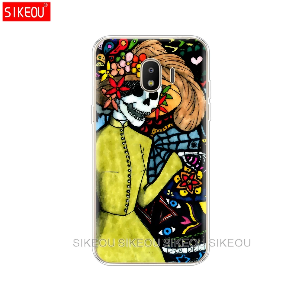 silicone cover phone case for Samsung Galaxy J3 J5 J7 2017 J330 J530 J730 PRO j2 2018 soft tpu Cute Flower Skull printing bag |