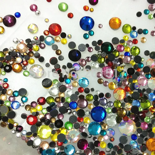 

720pcs 20Gram Mixed Sizes Iron On DMC Hotfix Rhinestones Flatback Glue Backing Iron On Glass Stones DIY Crafts Decorations