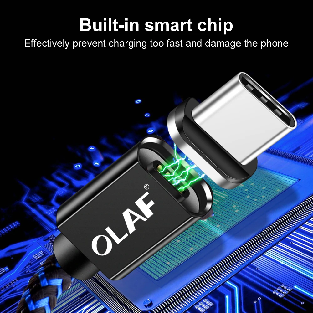 Магнитный usb кабель OLAF Type C для Samsung Galaxy S9 S8 быстрой зарядки и передачи данных Huawei