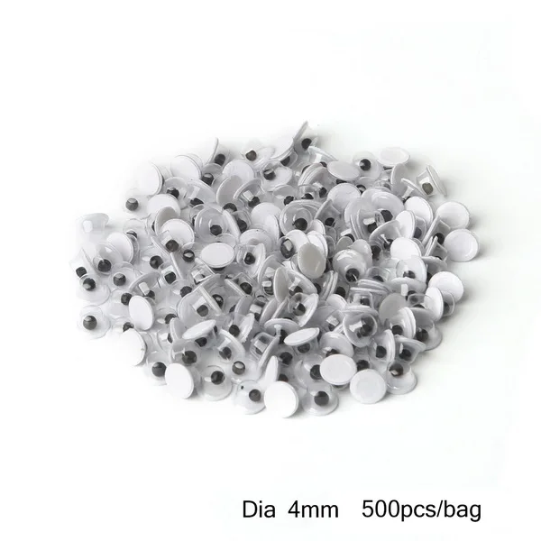 4mm 500Pcs Милые! 4-24 мм и 8x10 мм самоклеющиеся игрушки глаза всего смешанный гуглый глаз плюшевый медведь пластиковая кукла глаз скрапбук для куклы игрушки аксессуары - Цвет: 4mm 500Pcs