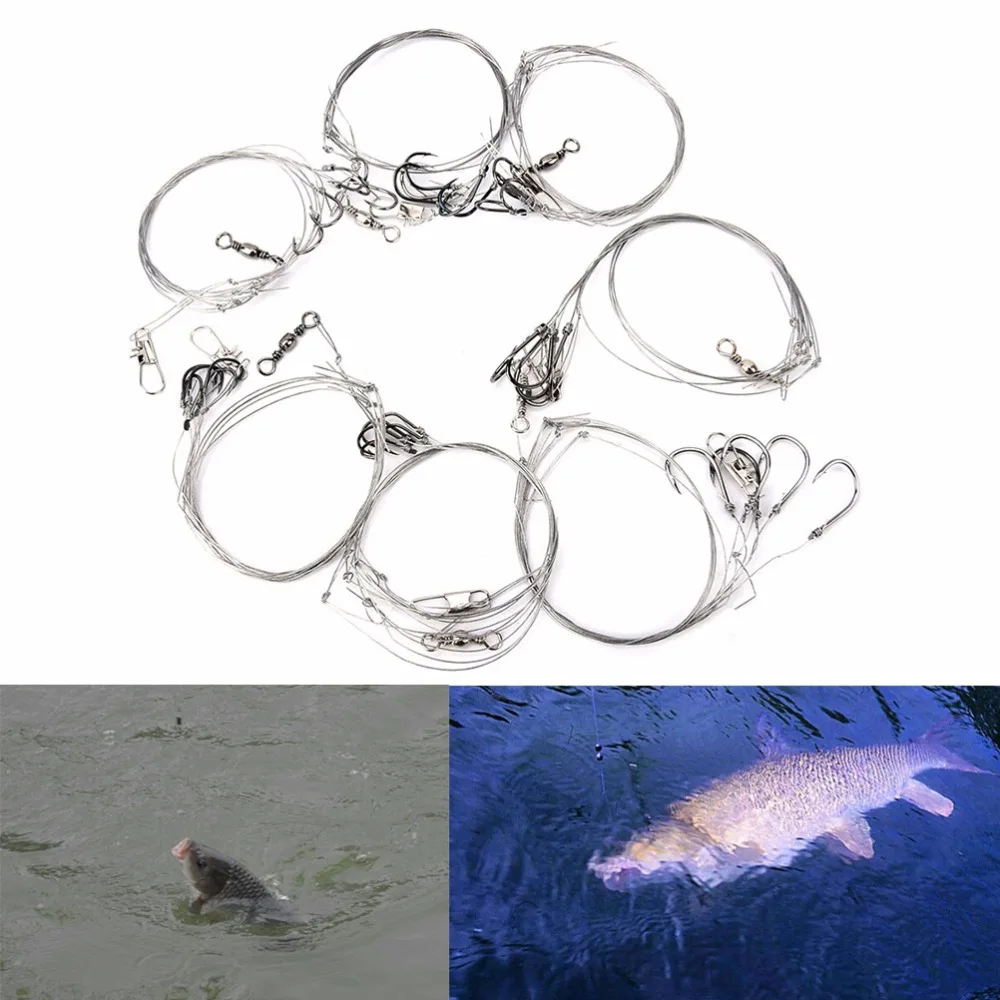 3 пакета(ов) 5/6/7/8/9/10/11# Fishinghook свинцовым сердечником поводок леска Стальная проволока лидер с поворотные рыболовные доступа стальной проволочный крюк