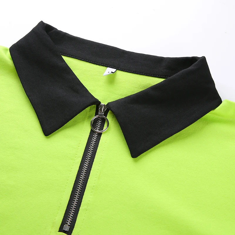 Weekeep Cropped Loose Letter Print t shirt Women Streetwear Turn-down Collar Short Sleeve tshirt Sexy Crop Top Women