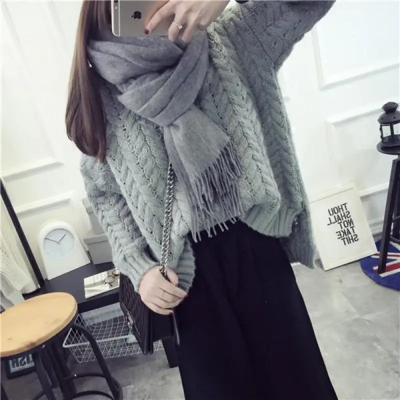 NFIVE бренд 2017 женские толстые короткие свитера Зимние новые свободные однотонная