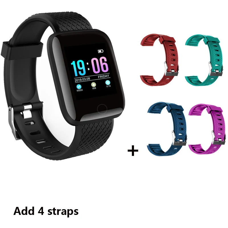 Add 4 straps Умные часы для мужчин приборы для измерения артериального давления водостойкие Smartwatch для женщин сердечного ритма мониторы фитнес трекер - Цвет: Add 4 straps