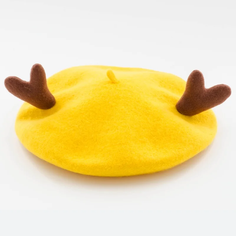 yellow Новинка, шерсть, винтажный теплый шерстяной зимний женский берет, французский артист, шапочка, шапка для сладкой девочки, подарок, весенние и осенние шапки - Цвет: yellow