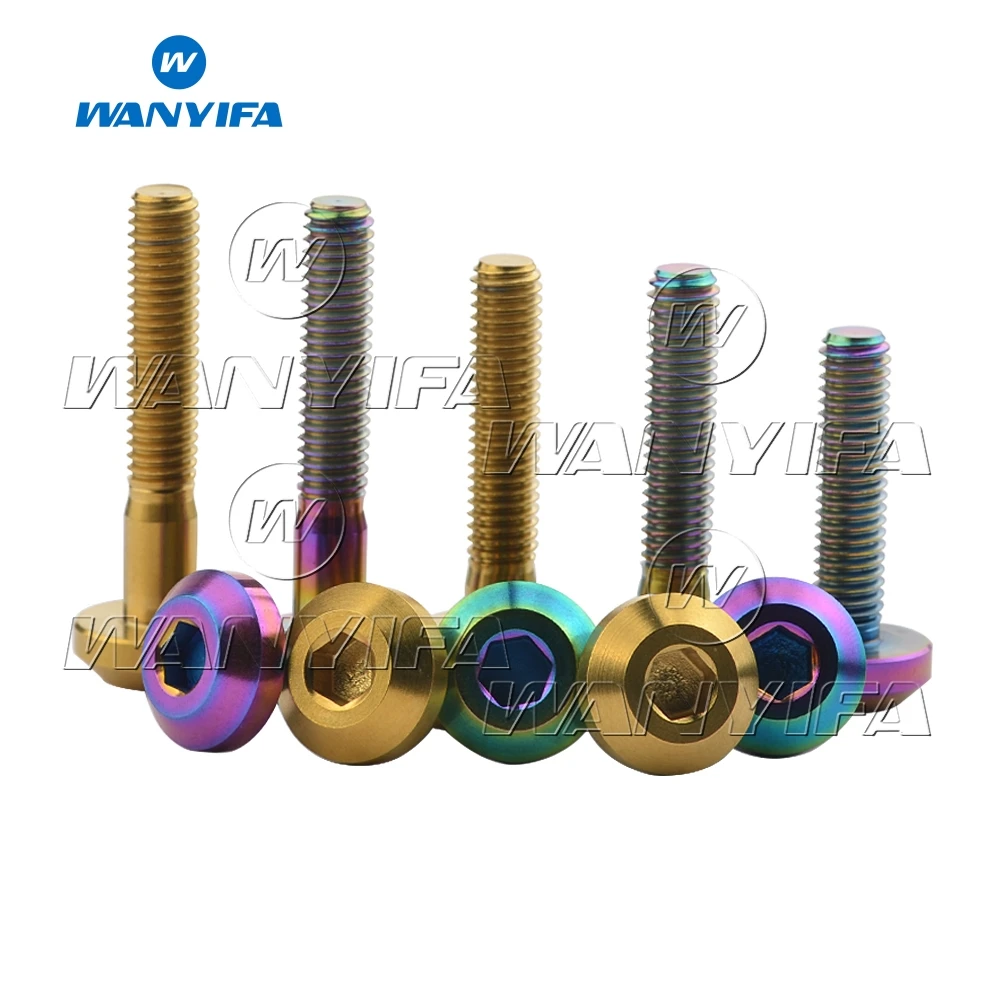 Титановый "Wanyifa" Болт M6 x 12, 15, 20, 25 30 35 мм с плоским верхом с большой головкой для велосипеда мотоцикла тормозной диск Винт