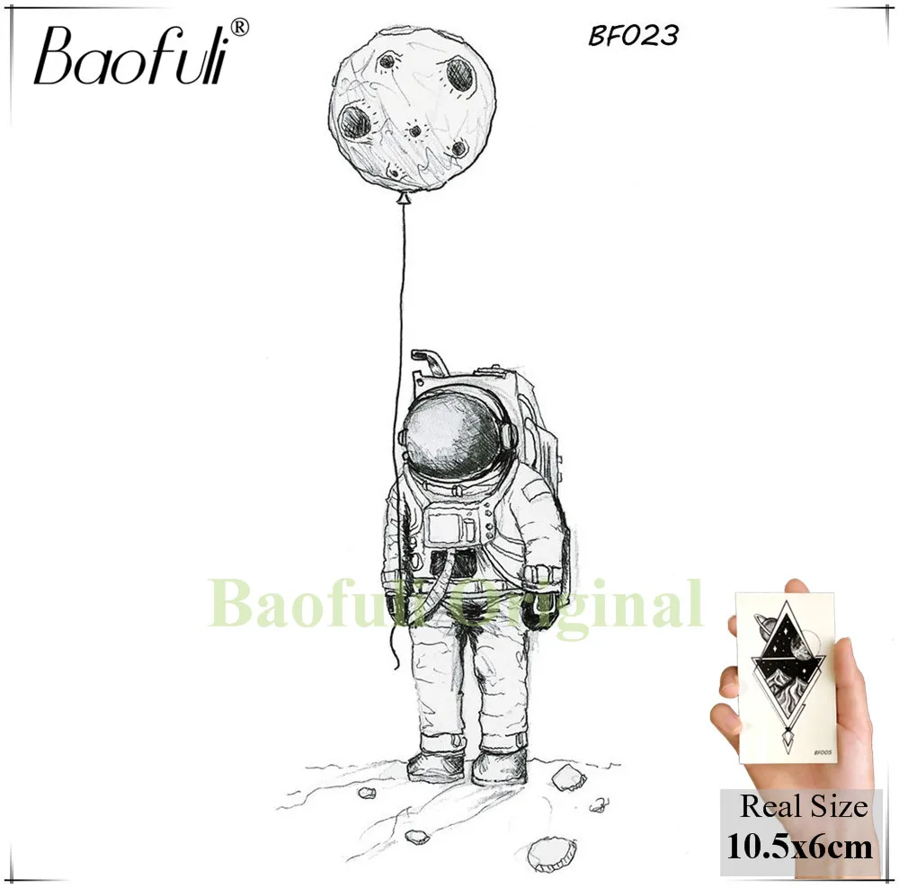 Тату BAOFULI Universe временная татуировка для астронавтов черная Водонепроницаемая