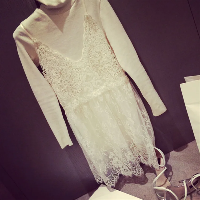 Женское кружевное платье без рукавов черное или белое элегантное вечернее на