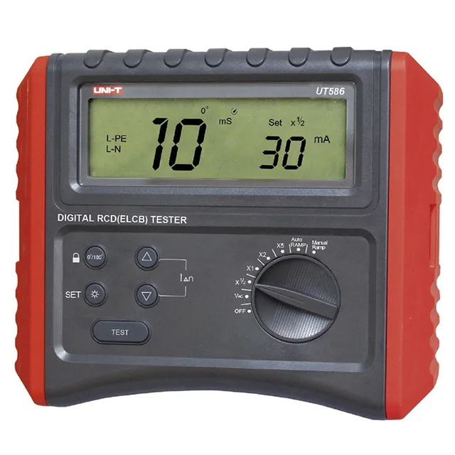 UT586 UNI-T UT585/UT586 цифровой УЗО(ELCB) тестеры; AC DC Напряжение частота 60 в-400 в 50-60 Гц Авто/ручное Обнаружение рампы/ЖК-подсветка - Цвет: UT586