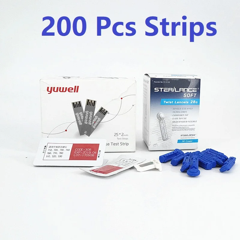 200 Strips mmol Тест-полоски yuwell для определения уровня глюкозы в крови стерильные ланцеты, используемые для измерения уровня глюкозы в крови yuyue блок mmol/l тест-полоски для определения уровня глюкозы в крови - Цвет: 200 Strips mmol