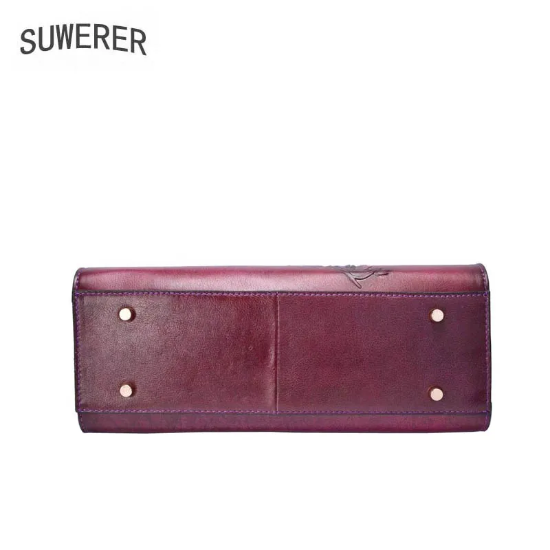 

SUWERER 2020 New Women Genuine Leather bags Handmade embossing luxury leather tote shoulder bag designer women famous brands