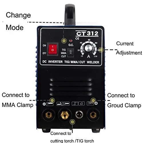 CT312 TIG/MMA/CUT TIG сварочный аппарат, инвертор 3 в 1 сварочный аппарат, 120A TIG/MMA 30A CUT, Портативное Многофункциональное сварочное оборудование