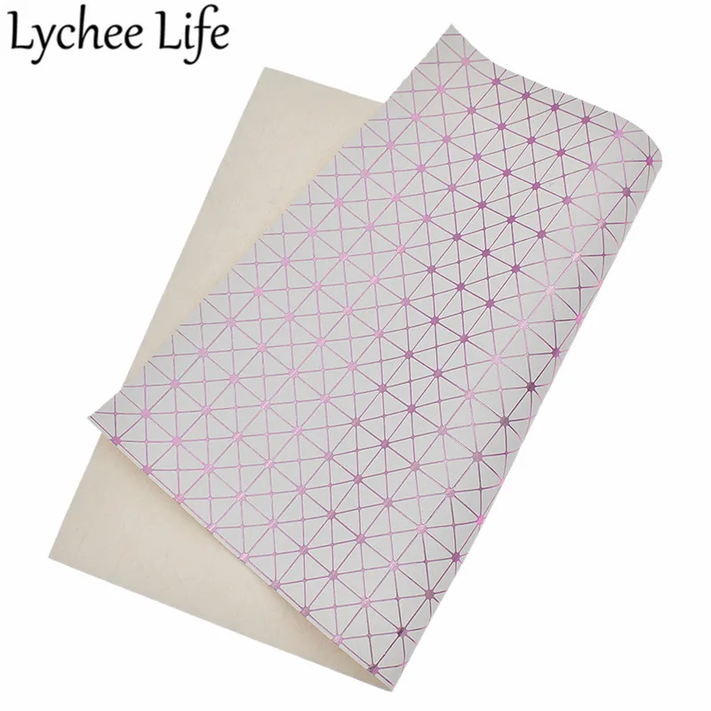 Кожаная ткань с тиснением Lychee Life A4 29x21 см клетчатая из искусственной кожи для