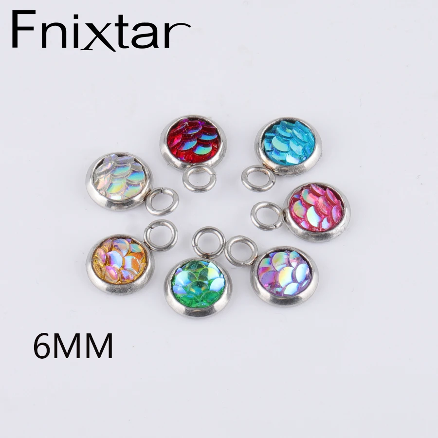 Fnixtar 6 мм нержавеющая сталь весы русалки подвески маленькие Кабошоны DIY Шарм