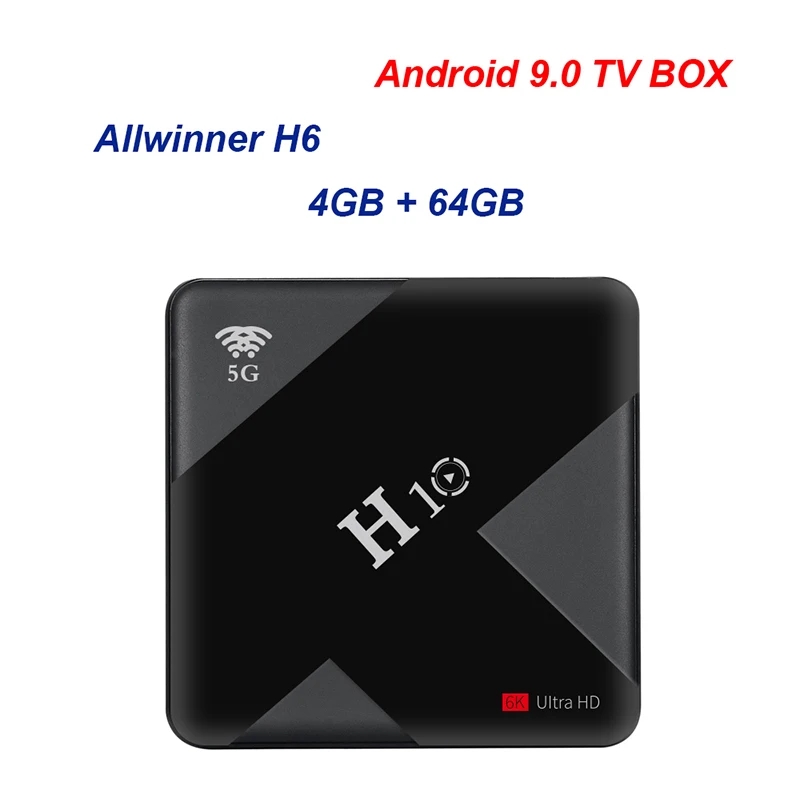Новый H10 Android 9 0 Smart Tv Box 4 Гб 64 Allwinner H6 четырехъядерный 6K телеприставка двойной Wifi 2