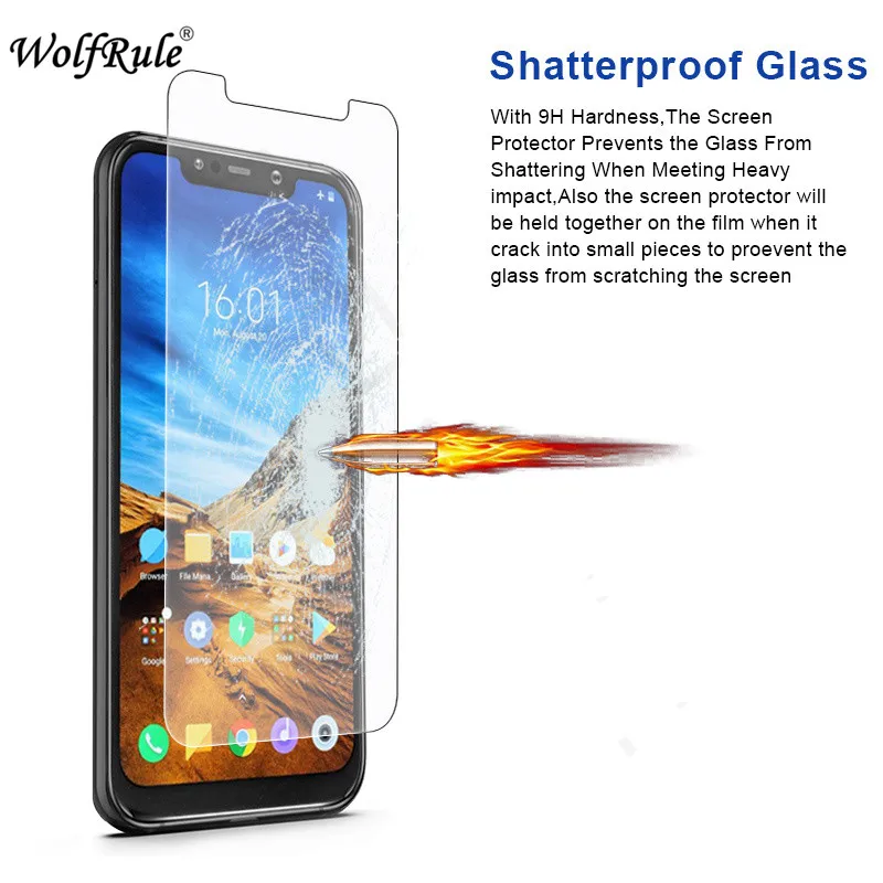 2 piezas de vidrio Xiaomi Pocophone F1 Protector de pantalla 9H vidrio templado para Xiaomi Pocophone F1 vidrio de tel&eacute;fono xiaomi F1 pel&iacute;cula WolfRule-1