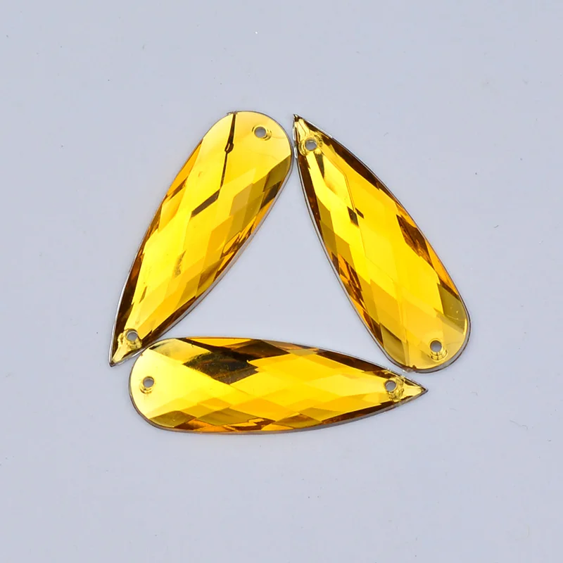 Yellow JUNAO 10x30 мм, желтые стразы, большая акриловая Аппликация с кристаллами, пришивные стразы с плоской задней стороной, камни для шитья одежды - Цвет: Yellow