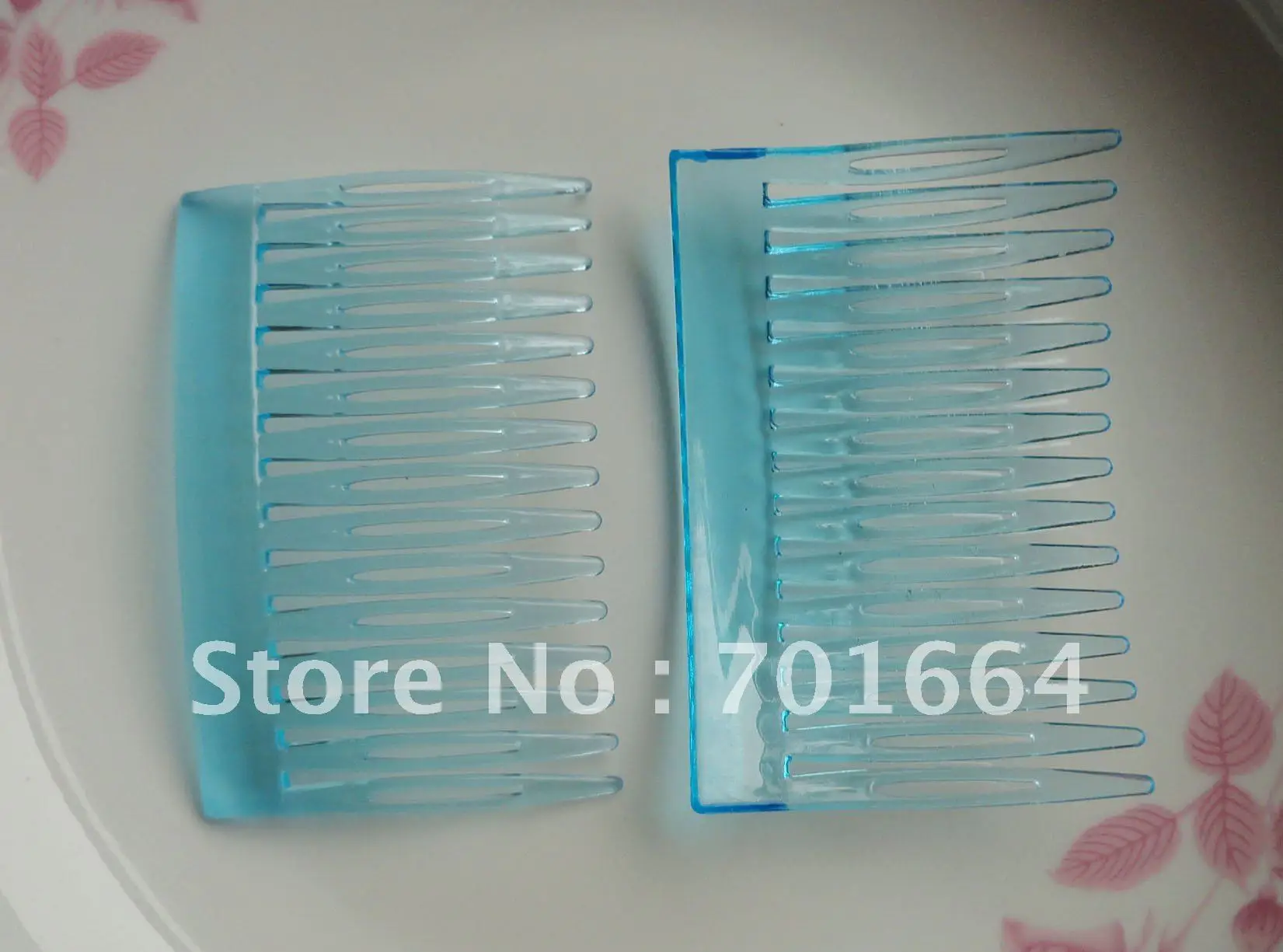 

20PCS 4.5cm*7.0cm 15teeth transparent blue plain plastic hair combs for diy hair accessories kids