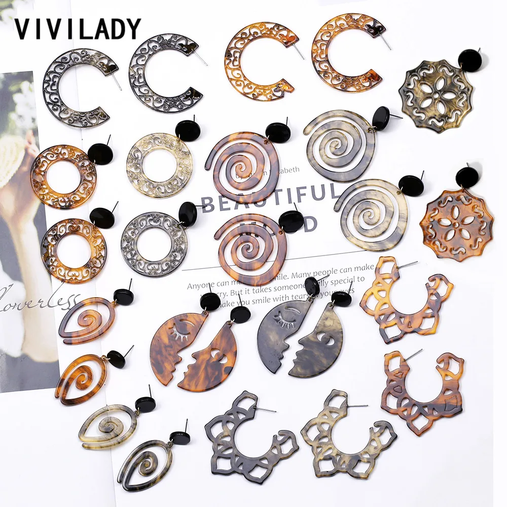 VIVILADY новые трендовые леопардовые изысканные полые круглые серьги кольца с