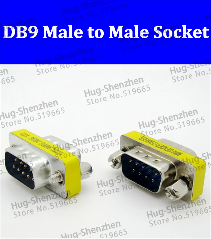 100pcs/lot RS-232 RS232 9pin DB9 male to DB9 male Gender Changer adapter DB9 serial M-M Extender Connector Converter Coupler