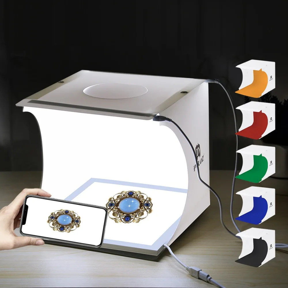 

PULUZ Mini 22.5 LED Photography Shadowless Bottom Light Lamp Panel Pad +2LED Panels 20CM lightbox Photo Studio Shooting Tent Box