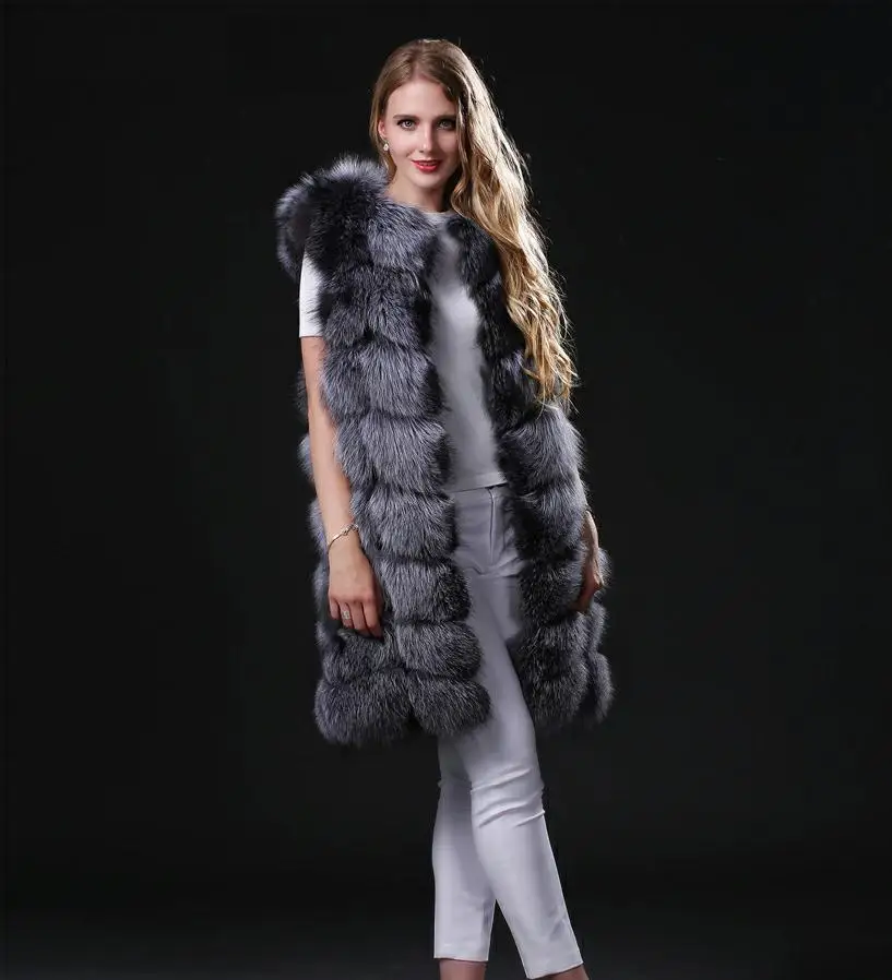 silver fox fur color 8 шагов, S-6XL размера плюс, имитация лисьего меха, шуба женская, Средний Восток, роскошный, толстый, искусственный мех, жилет, теплое пальто wj1235 - Цвет: silver fox fur color